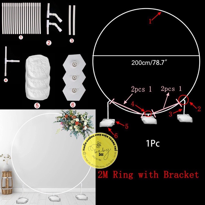 Trụ vòm tròn kết bóng trang trí sinh nhật, sự kiện với nhiều kích thước