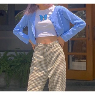 [Mã WAUP12 hoàn 15% xu đơn 150k] 𝐌𝐈𝐀 𝐑𝐈𝐓𝐓𝐀💗 Croptop len mỏng cổ tròn khuy trước 💖 Áo len mỏng nữ dài tay A1918