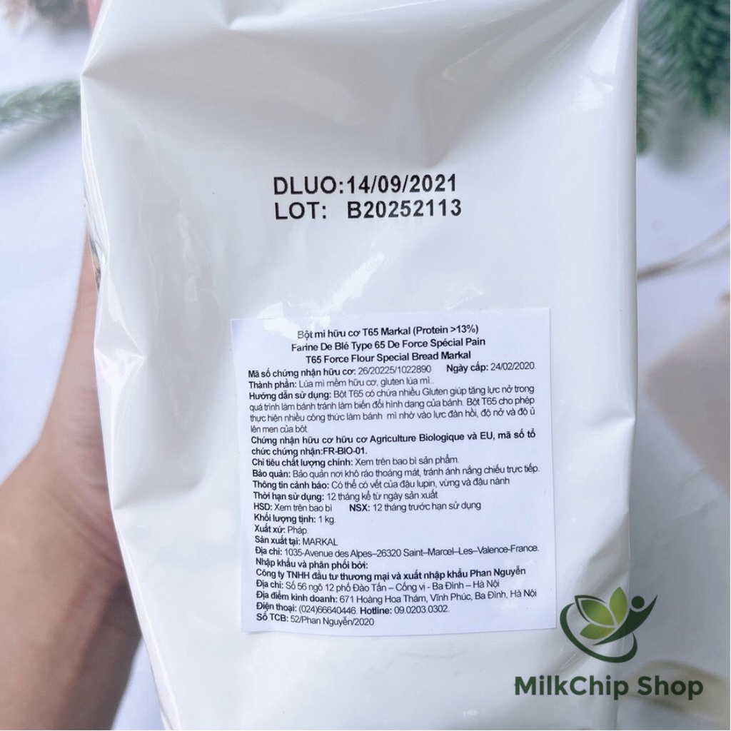 Bột mì hữu cơ T65 Markal của Pháp (Protein 13%) làm bánh cho bé túi 1kg NA18