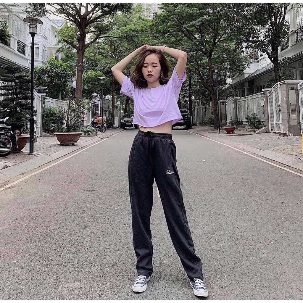 QUẦN BAGGY NỈ XÁM ĐEN PRADIES PANTS