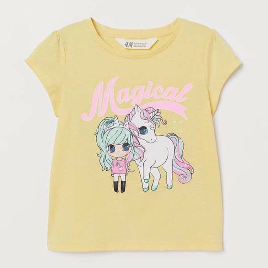 Áo cộc tay hm cho bé gái thun cotton in hình mikey , elsa dễ thương