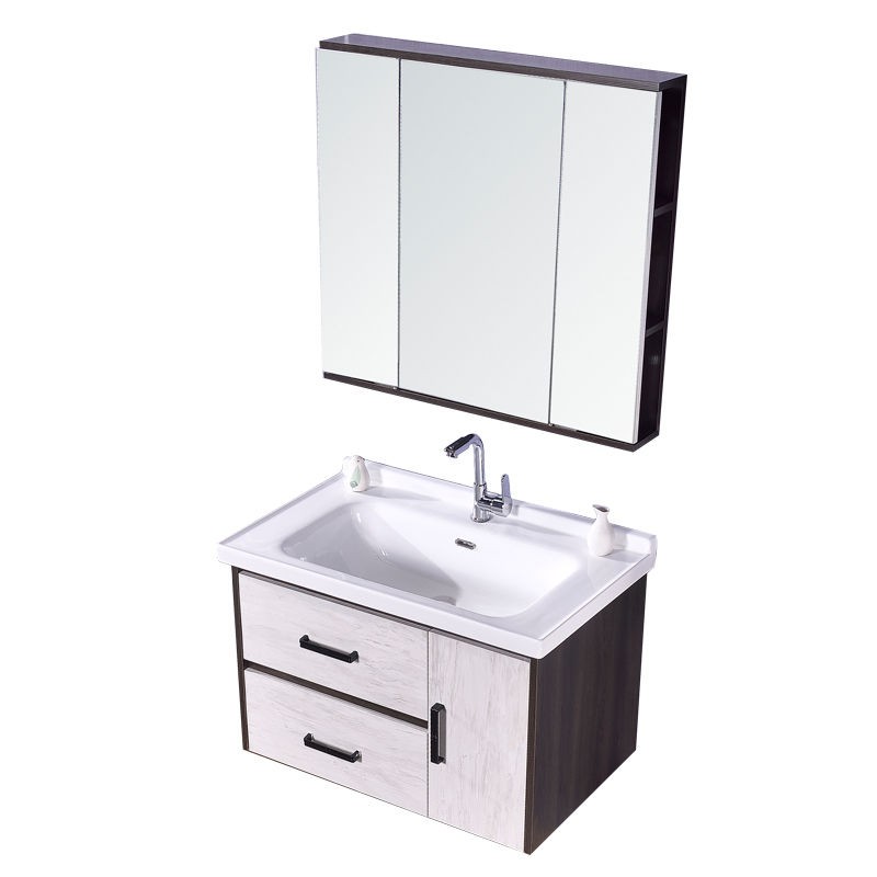 Hiện đại tối giản gỗ nguyên khối Bắc Âu tủ phòng tắm kết hợp chậu rửa gương gấp phong thủy âm tường < | BigBuy360 - bigbuy360.vn