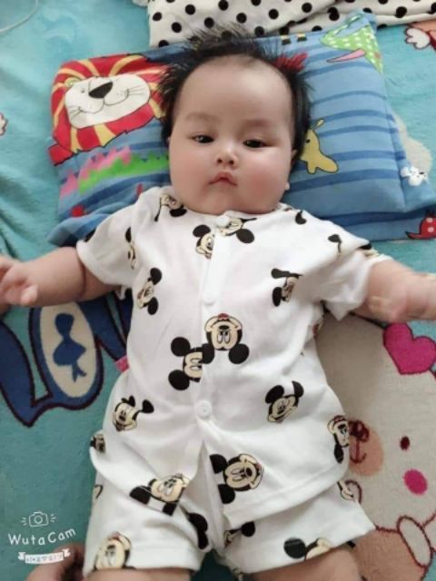 Bộ cotton giấy ngắn tay , cài cúc mặc hè siêu mát, siêu thấm mồ hôi cho bé (4 - 15 kg)