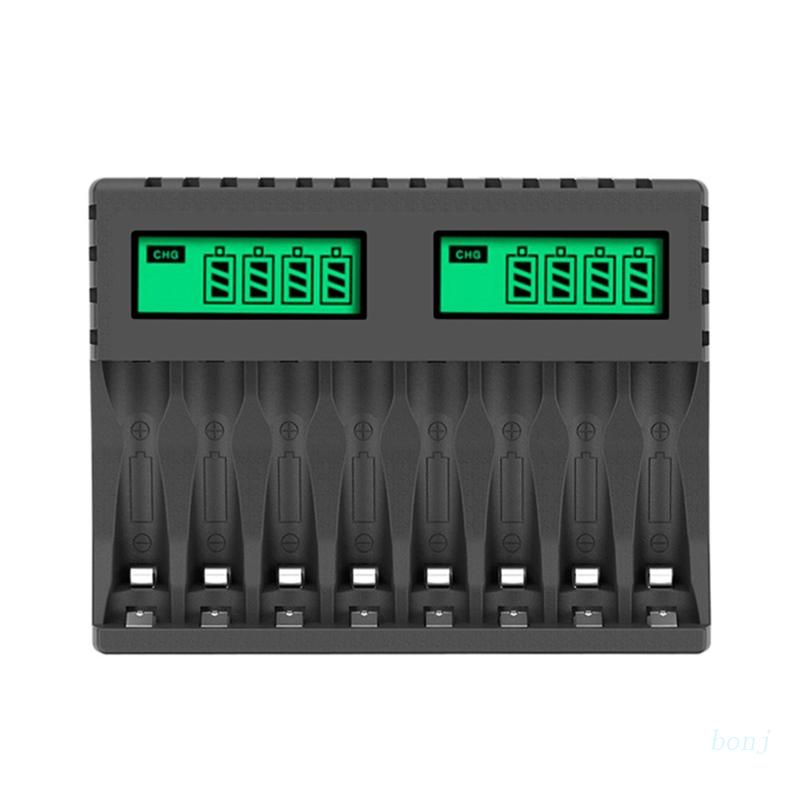 Cục Sạc Pin Thông Minh 8 Khe Cắm Có Màn Hình LCD Cho Pin AA / AAA