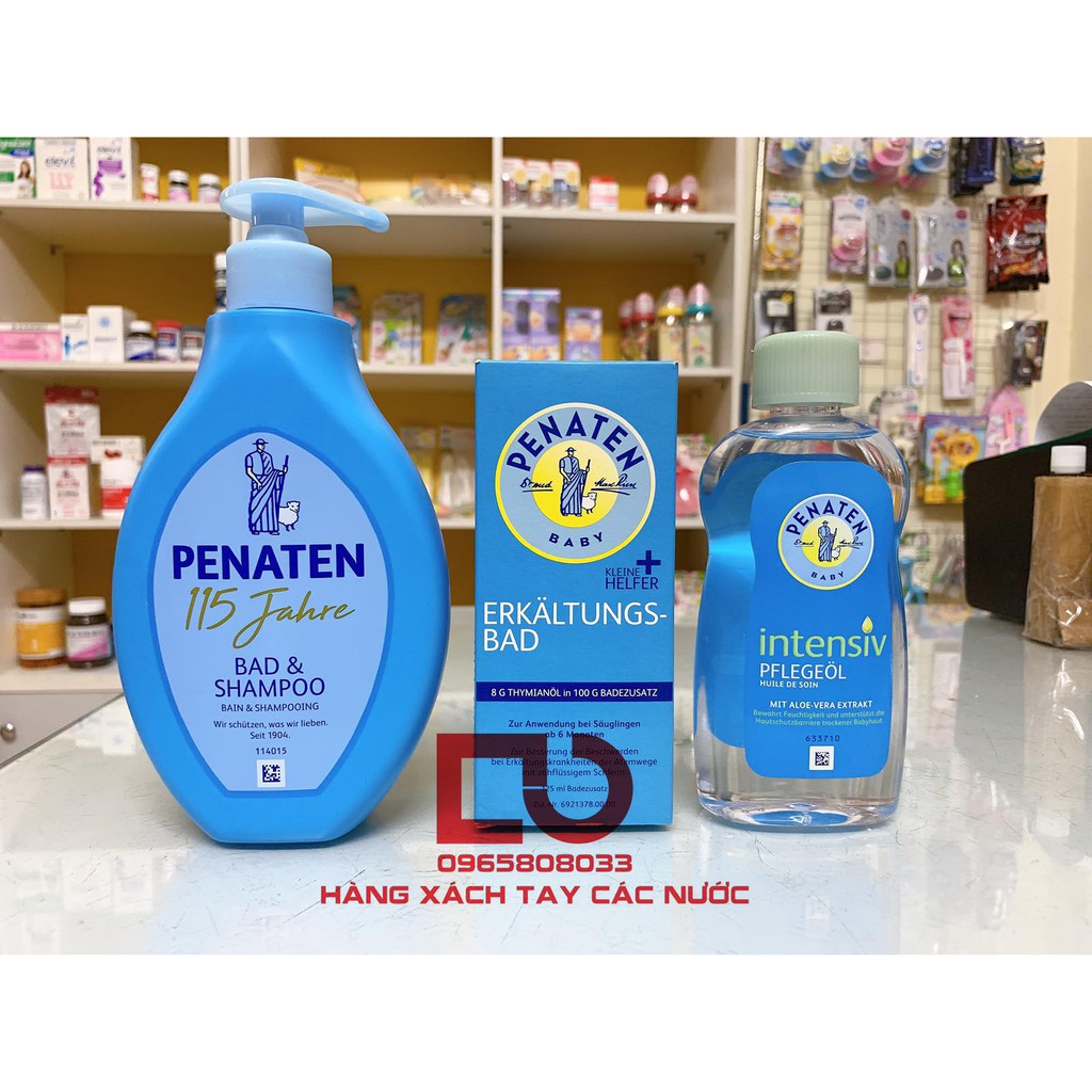 Combo bộ sản phẩm sữa tắm/tinh dầu tràm/dầu massage Penaten cho bé