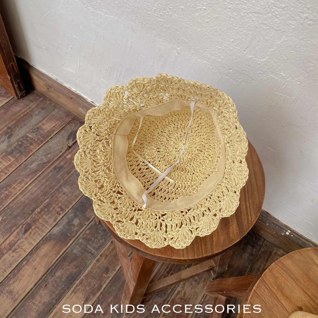 (ảnh thật) mũ cói quả dâu chấm bi