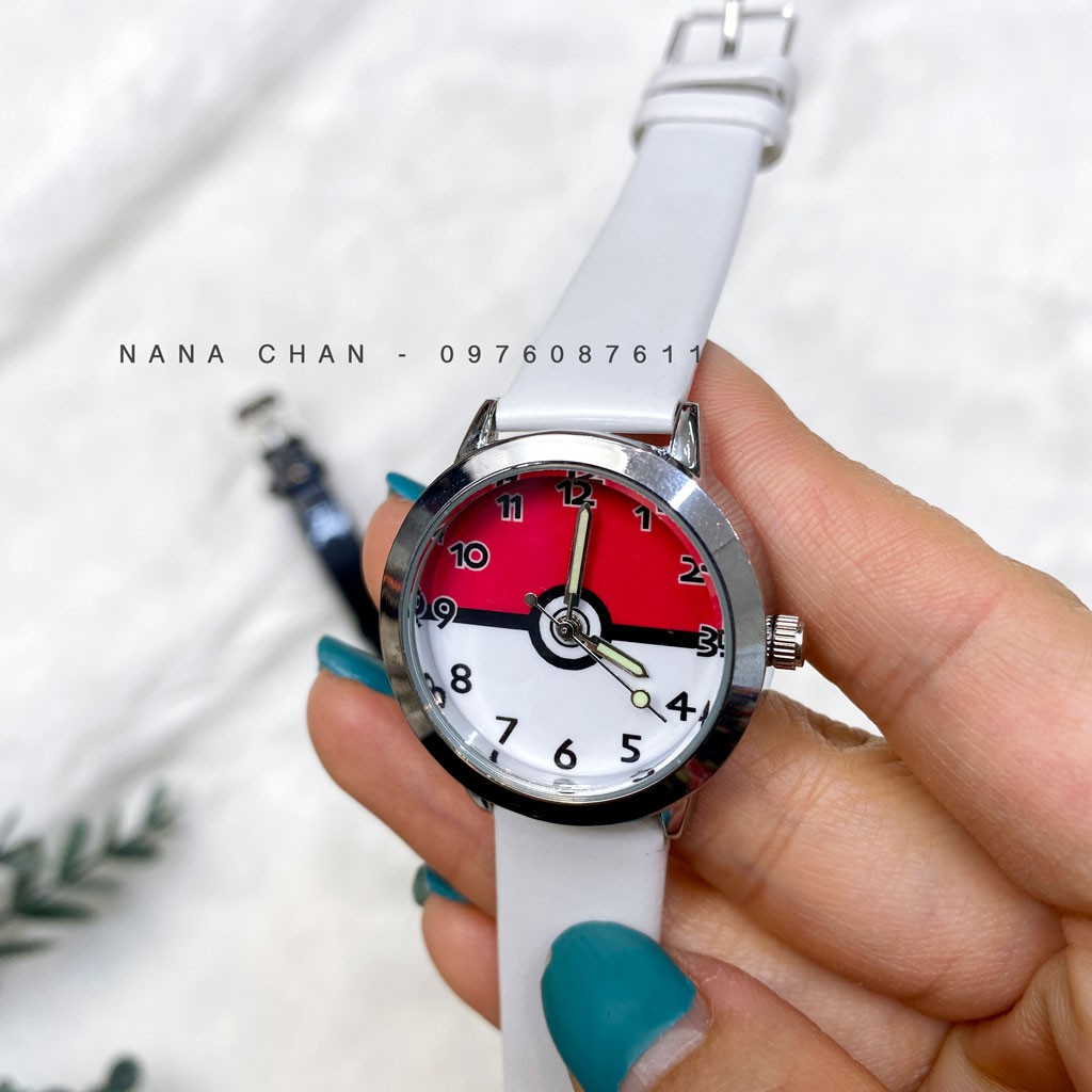 [I026] Đồng hồ bé trai bé gái thời trang mặt trắng đỏ