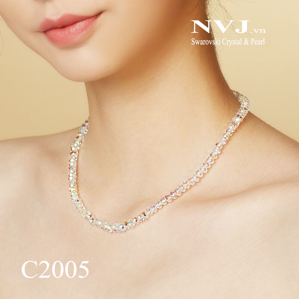 Vòng cổ hạt bánh cam 6ly pha lê Swarovski briolette 5040 001AB - PhaleAo, trang sức NVJ