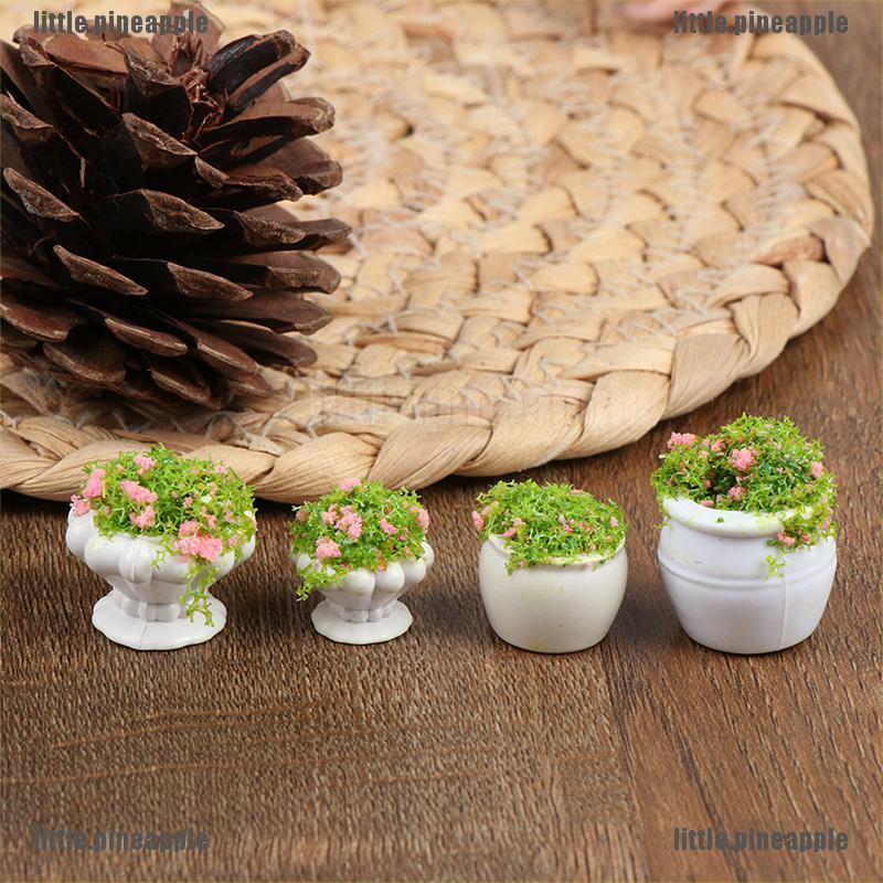 [Pine] 2pcs Dollhouse Furniture 1:12 Accessories Mini Green Plant Bonsai Flower Pots