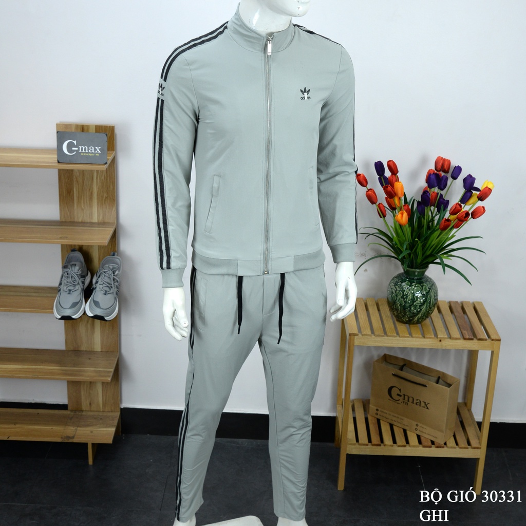 Bộ đồ nam cao cấp kéo khóa Adidas thể thao chất gió poly xịn ,bộ gió thu đông mã 30331