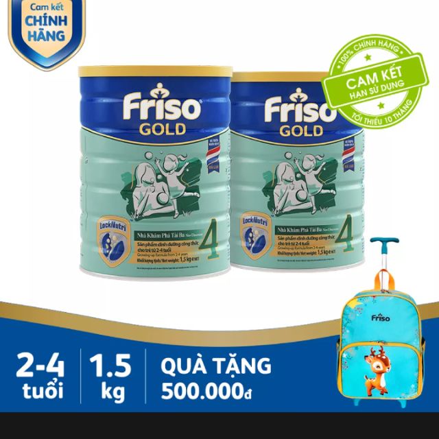 Bộ 2 lon sữa Friso Gold 4 tặng kèm balo