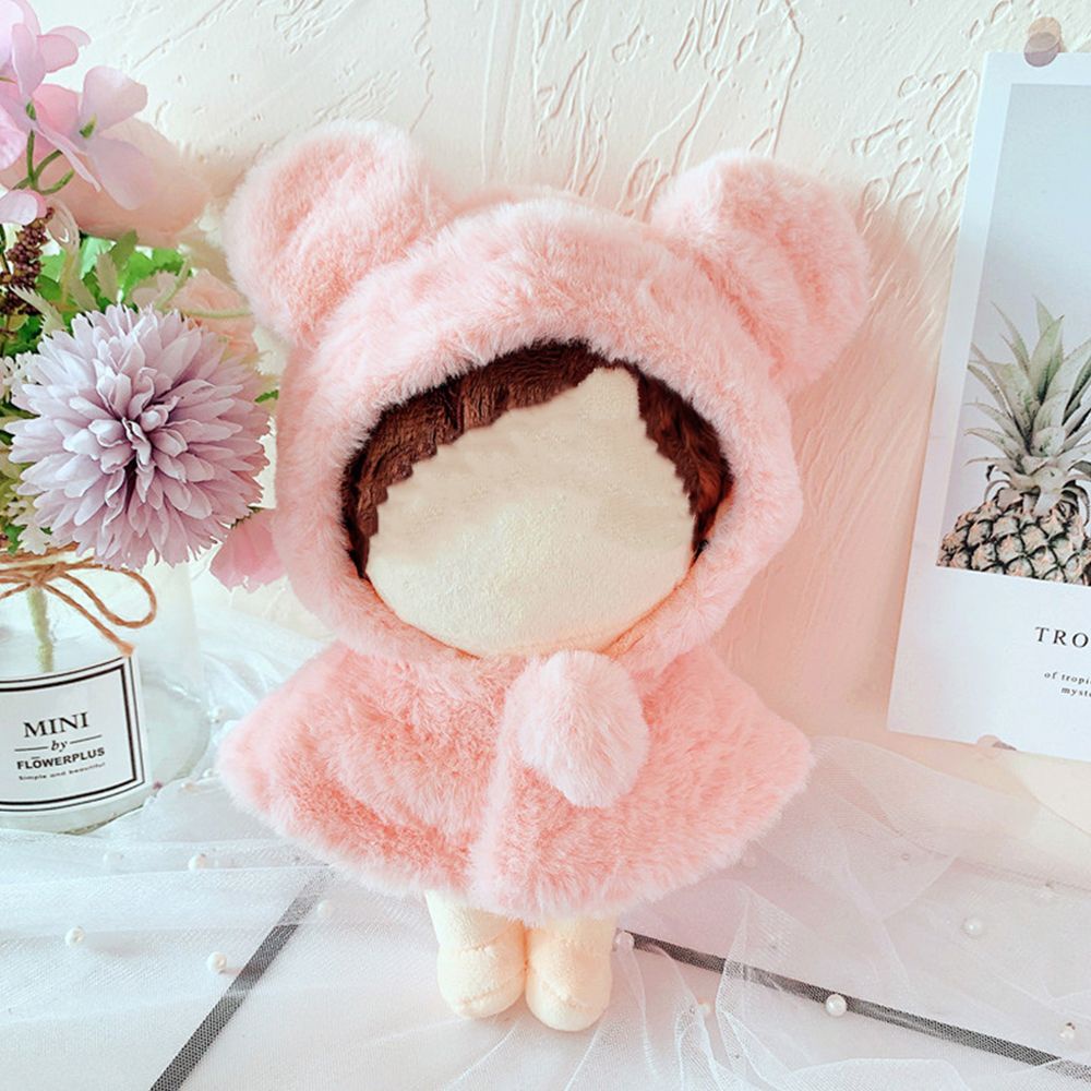 outfit doll 20cm Áo choàng vải lông thiết kế tai gấu đáng yêu mềm mại dành cho búp bê