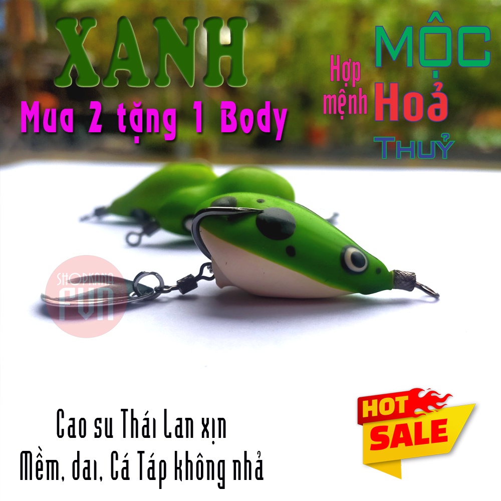 Nhái hơi câu lure màu xanh (Giành cho anh em quan tâm tới Phong thuỷ khi câu) handmade