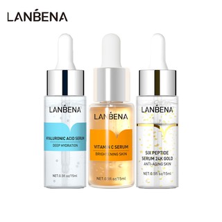 Serum dưỡng ẩm LANBENA Hyaluronic Acid/ Vitamin C/ 24K Vàng Sáu Peptide làm trắng da chống lão hóa 15ml