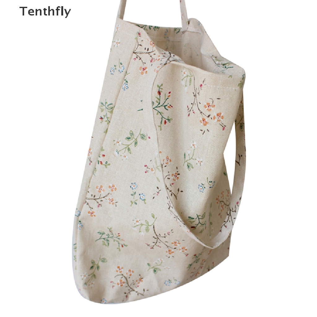 Túi xách tote đeo vai mua sắm bằng cotton linen cổ điển cho nữ du lịch biển