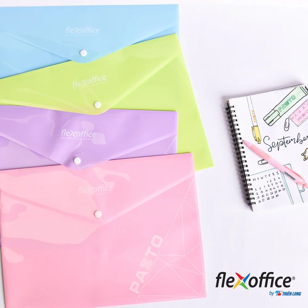 [Chọn màu] Bìa nút Pazto màu Pastel Thiên Long Flexoffice FO-CBF010 / Túi cúc khổ F4 Thiên Long CBF010 - 1 cái