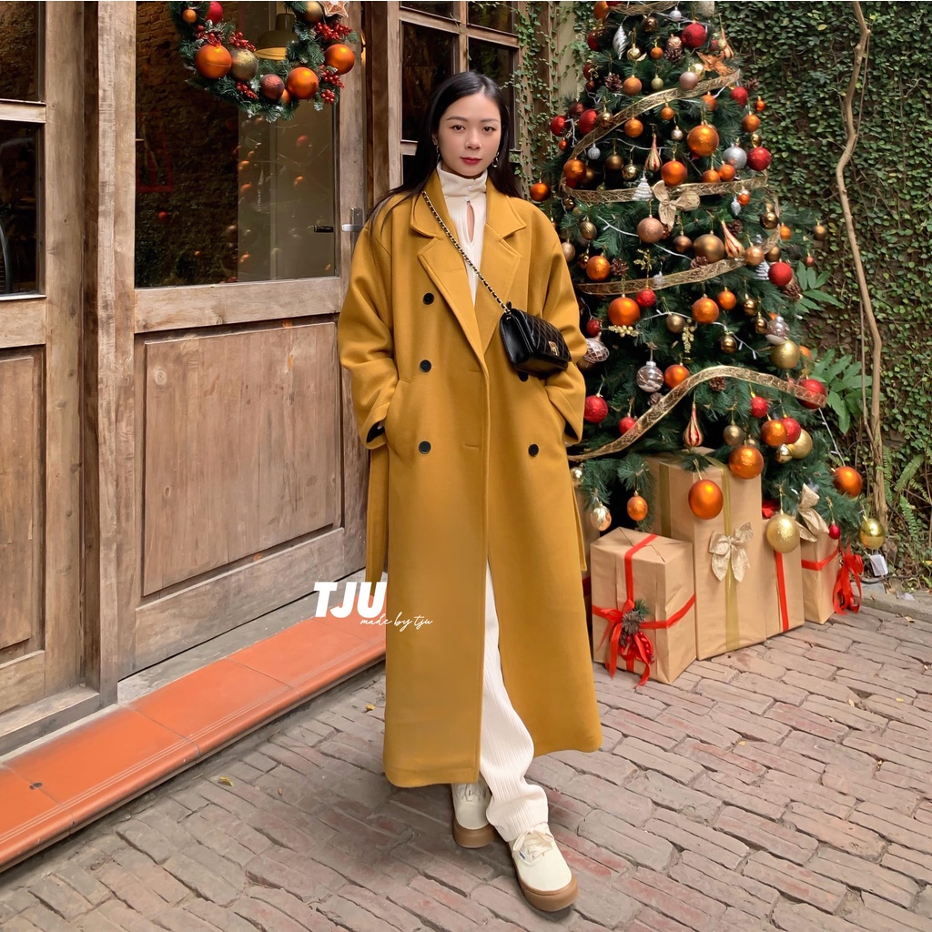 ◘◄❀Mangto dạ dáng dài mùa đông, 2 lớp form Hàn Quốc, ulzzang, thiết kế T-Ju (mangto Berlin)