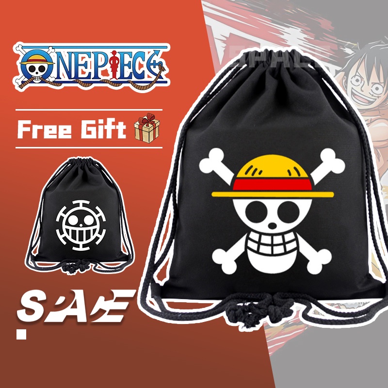 Ba Lô Dây Rút Vải Canvas In Họa Tiết Hoạt Hình One Piece Dễ Thương Dành Cho Bé