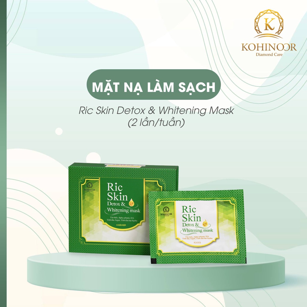 Mặt nạ RIC SKIN DETOX &amp; WHITENING MASK thải độc, trắng da Kohinoor (6 gói)