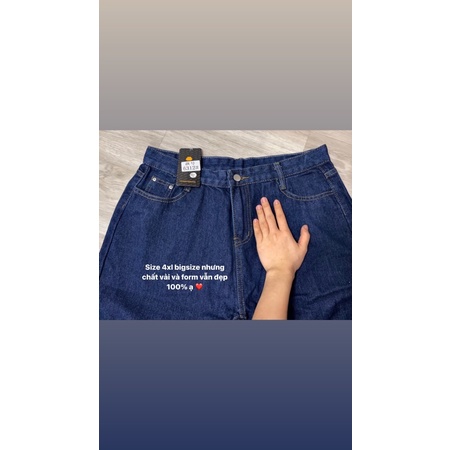 ( sẵn)Quần jeans ulzzang ống rộng xanh đậm form dài suông có bigsize / quần ...