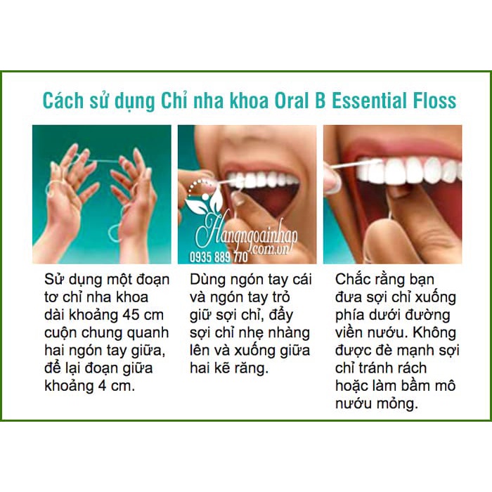 Chỉ nha khoa Oral-B Essential Floss ( 50m/ cuộn) sợi chỉ mảnh, không xơ, cam kết giao đúng mẫu