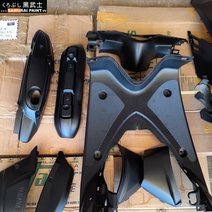 Combo Sơn Samurai màu đen cho dàn nhựa nhám chống bong tróc, độ bền cao như zin (KPP - Uch210 - 109a - 128a)