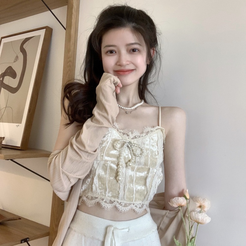 Áo Hai Dây Phối Ren Quyến Rũ Thời Trang Mùa Hè Dành Cho Nữ