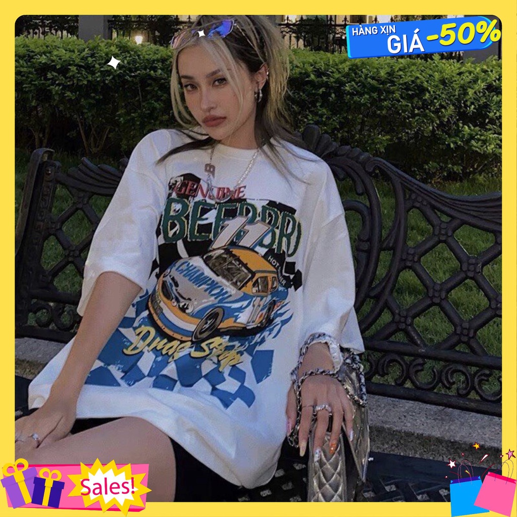 Áo streetwear tay lỡ form rộng Xe Hơi Lioshopzx, áo phông Unisex phong cách đường phố siêu hot