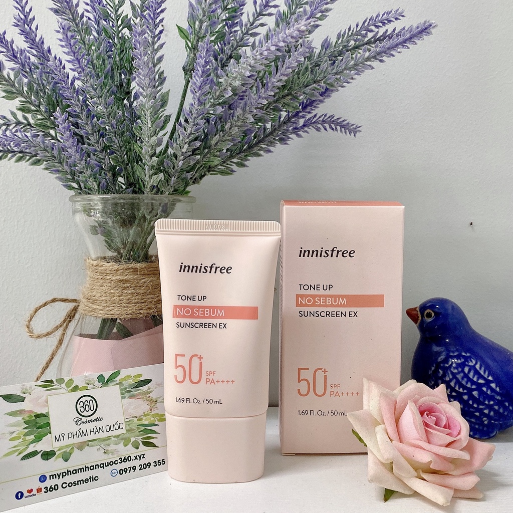 Chống Nắng Kiềm Dầu Làm Sáng Da Innisfree Tone Up No Sebum Sunscreen Ex SPF50+ PA++++ 50ml