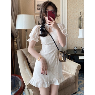 Đầm hoa tay phồng phong cách retro thời trang cho nữ