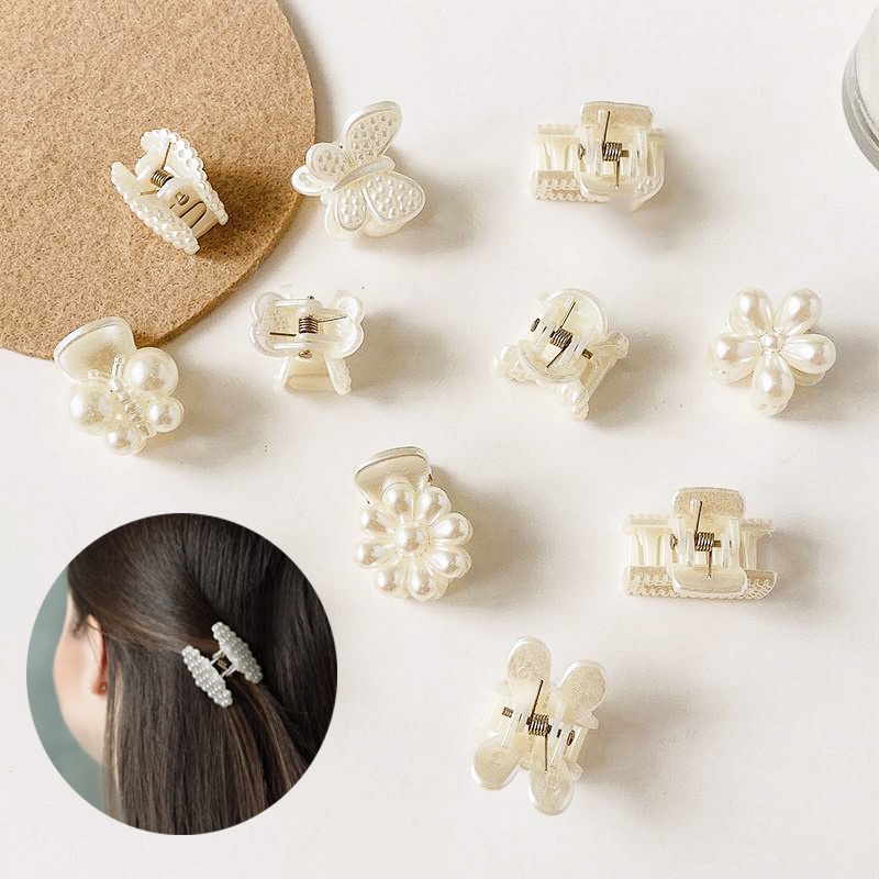 Kẹp tóc mini đính ngọc trai tròn ngọt ngào phong cách Hàn Quốc cho nữ
