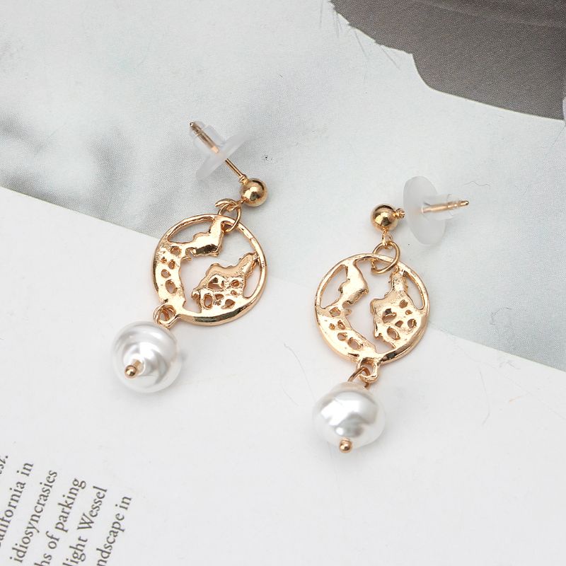 Khuyên Tai Nữ Trang Dáng Dài Đính Ngọc Trai Phong Cách Hiphop