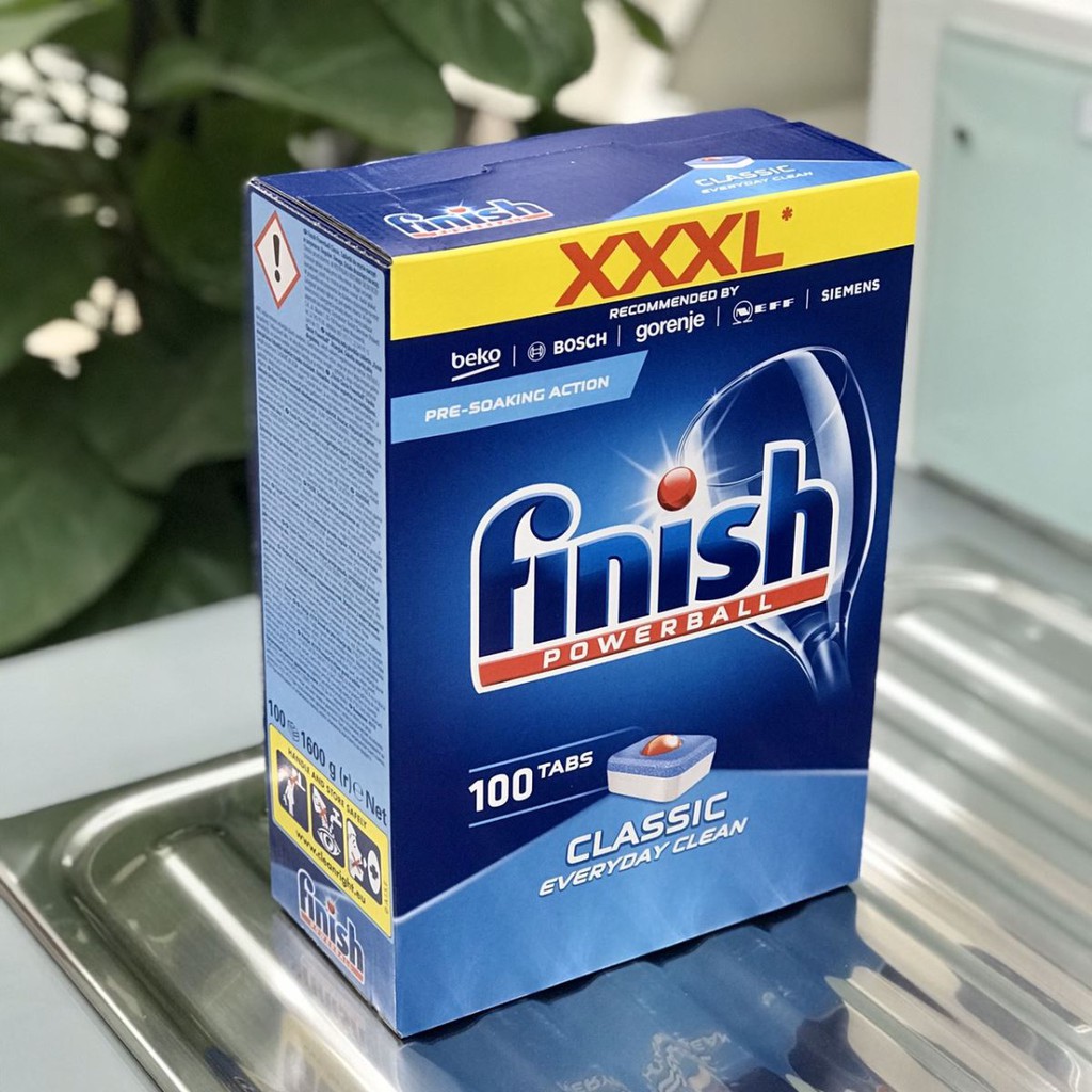 Viên rửa chén bát Finish Classic hương chanh, chuyên dụng cho máy rửa chén, bát - 100 viên/hộp