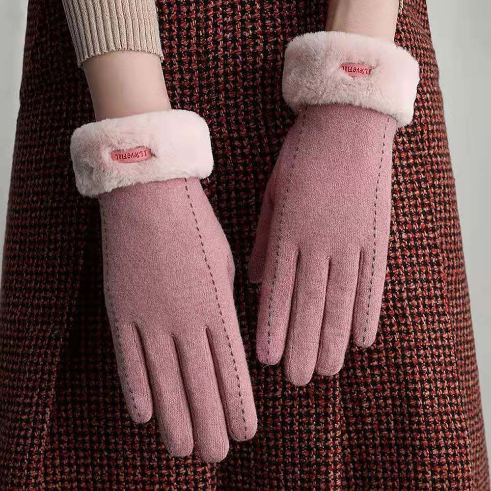 Găng tay vải cashmere giữ ấm chống gió có thể dùng với màn hình cảm ứng thời trang cho nữ