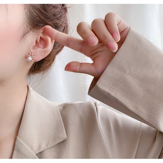 Bông tai vàng 14k, đính đá, ngọc cao cấp, phong cách nữ tính, phù hợp đi học, đi chơi, dự tiệc