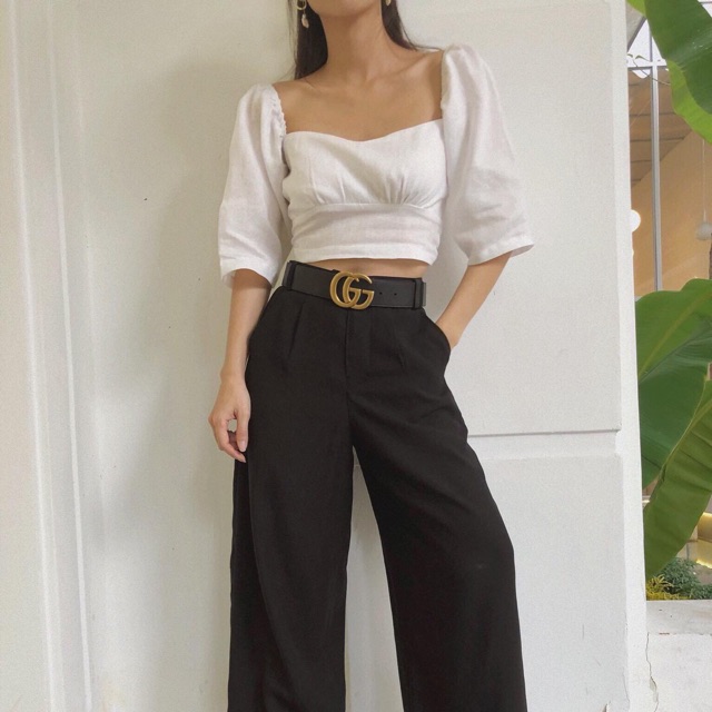 CROPTOP CỔ VUÔNG TAY PHỒNG