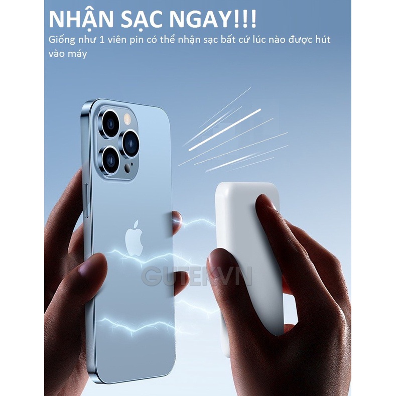 Sạc Dự Phòng Không Dây Sạc Nhanh Pin 5000mah Mini Nhỏ Gọn Cao Cấp Hỗ Trợ Cho Iphone/Android – Gutek Mag1