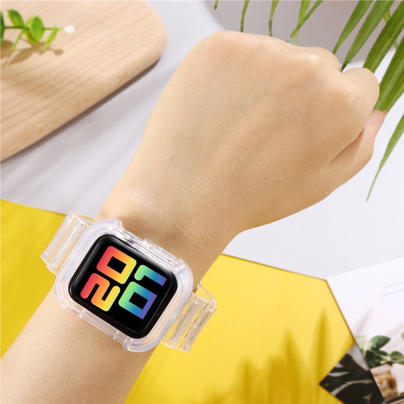 Dây Đeo Đồng Hồ Bằng Silicone Trong Suốt 45Mm 41 42mm 40 44 38Mm Cho Iwatch Series 7 6 SE 5 4