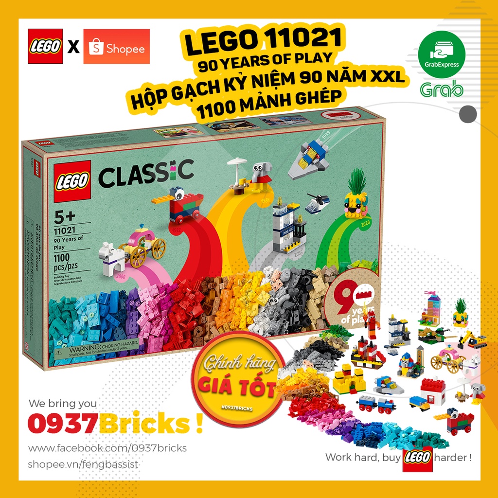 LEGO CLASSIC 11016 11018 11021 THÙNG GẠCH LEGO CHÍNH HÃNG SIZE XXL 1200 MẢNH GHÉP
