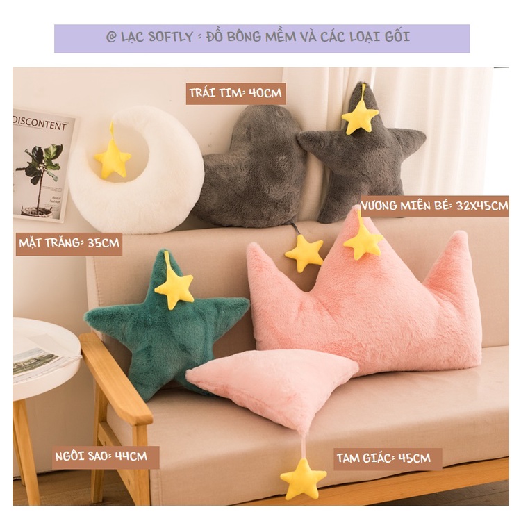 Order | Set 5 gối sofa phong cách bắc âu: mặt trăng, ngôi sao, trái tim, vương miện, tam giác