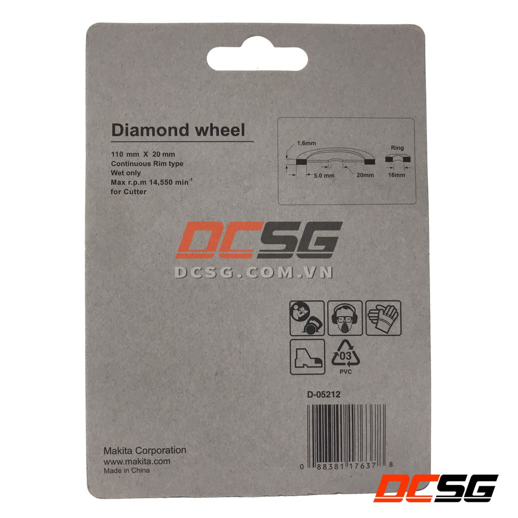 Đĩa cắt kim cương dạng mép liên tục 110x20/16mm Makita D-05212 | DCSG