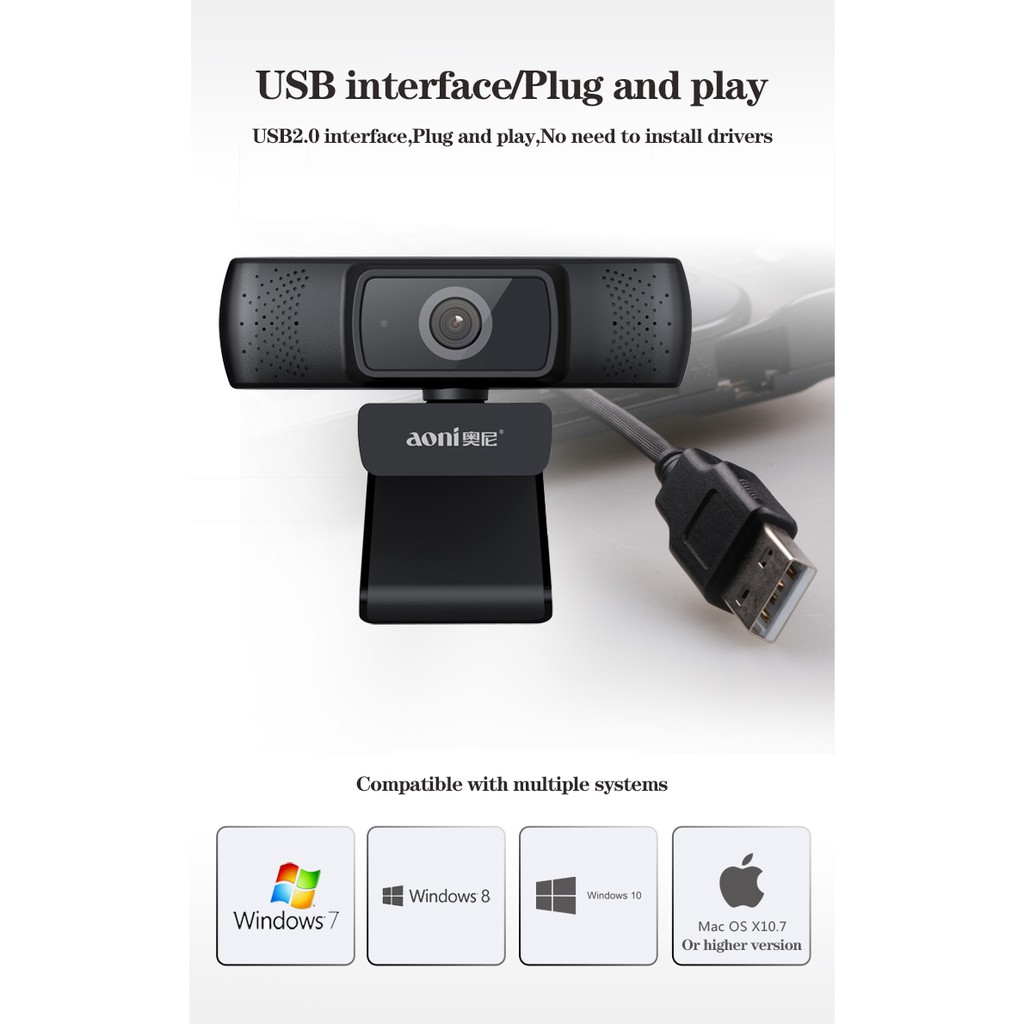 Webcam Aoni A31 thay thế cho Logitech C920 HD Pro USB full HD chính hãng, giá tốt