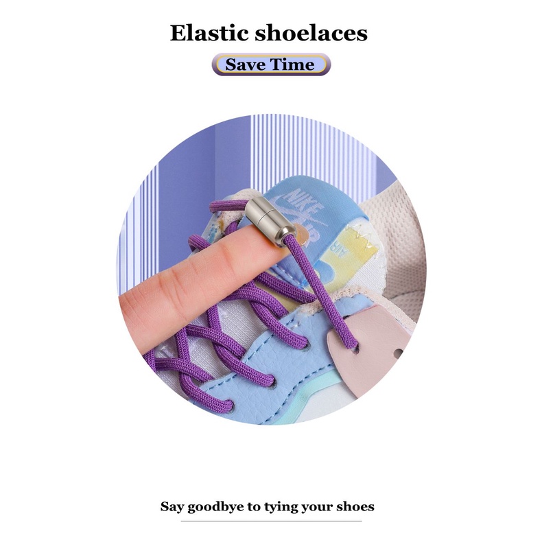 Dây Giày Co Giãn Không Cần Buộc Màu Trắng/Đen