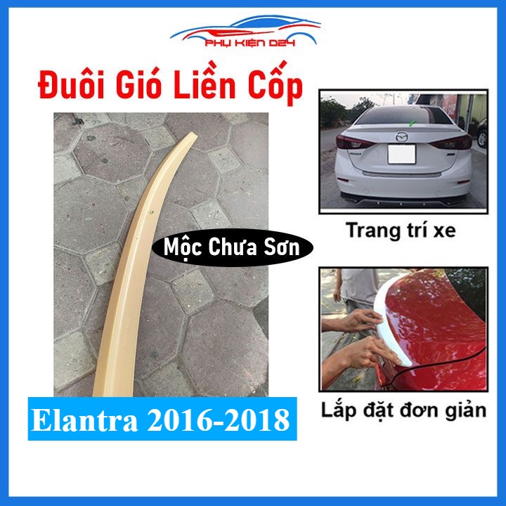 Đuôi gió sau xe liền cốp Elantra 2016-2017-2018 hàng mộc chưa sơn