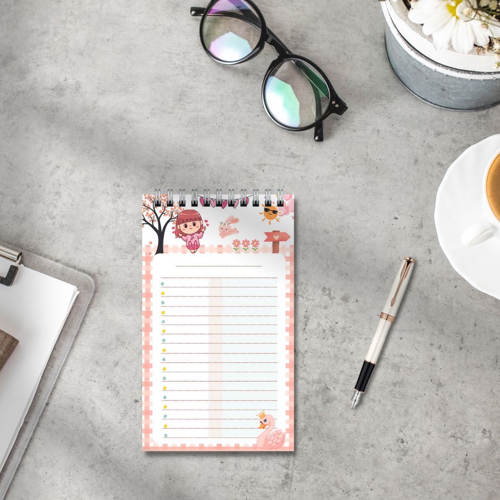 Sổ tay ghi chép từ vựng, lập kế hoạch lịch trình tiện lợi, có thể xé rời size 14.5x10cm màu hồng