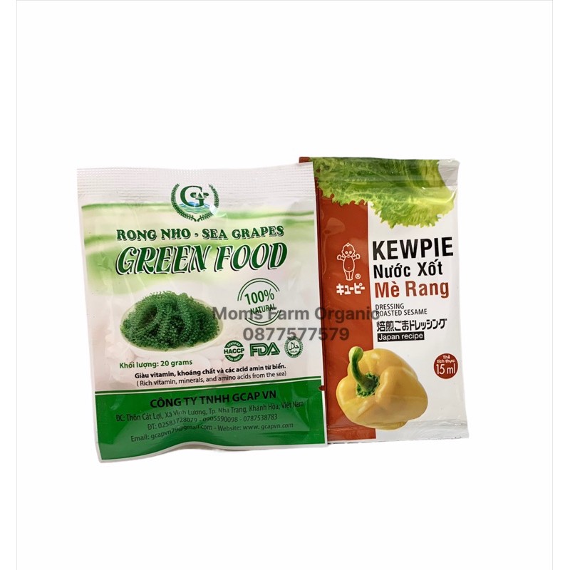 Rong nho tách nước Green Food Organic 1 Gói 20gr nở ra 100gr rong nho tươi + tặng kèm sốt mè rang cam kết không tanh