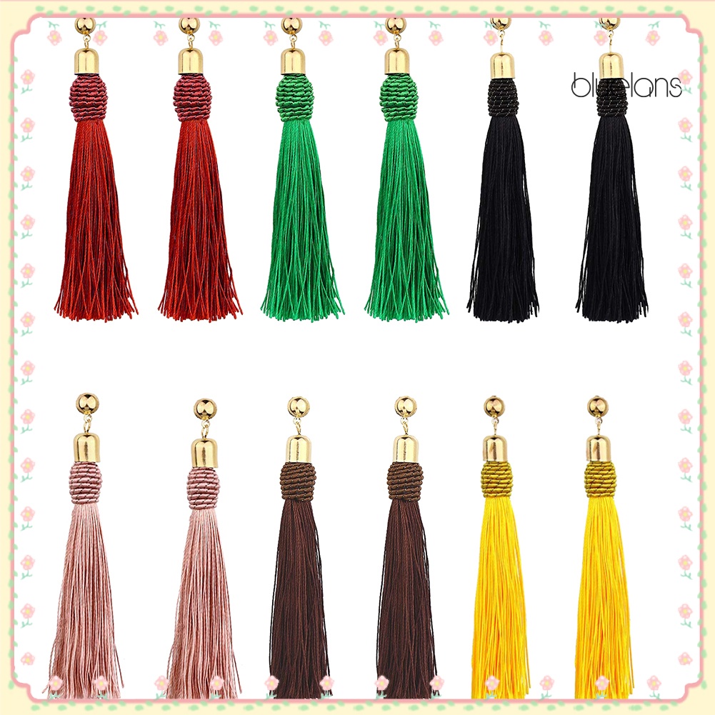 Bông Tai Dạng Dây Tua Dài Phong Cách Bohemian Cho Cô Dâu