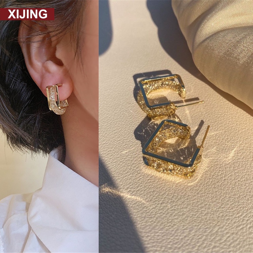 Khuyên tai hình học rỗng thời trang cá tính