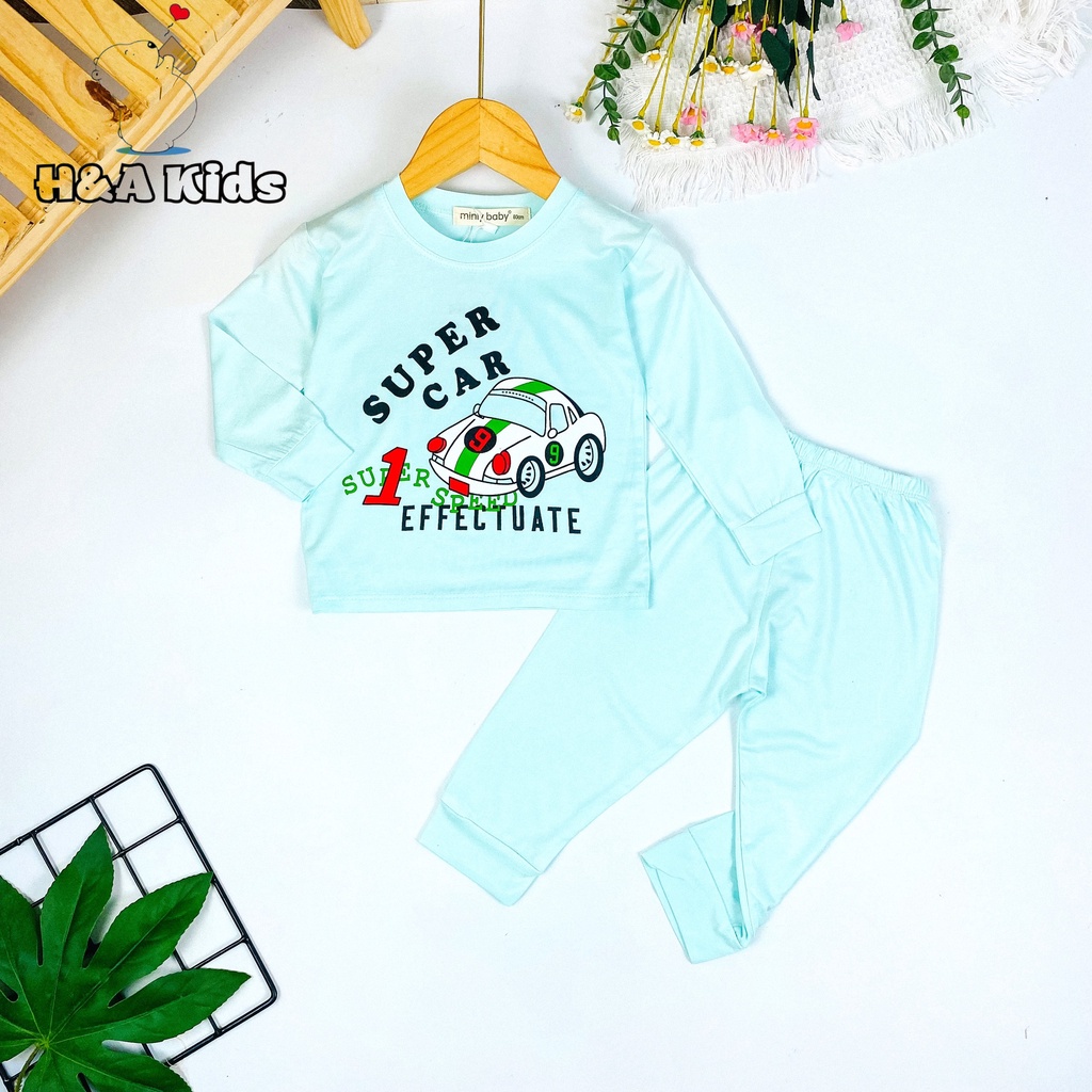 [Bé 7-33kg] Bộ dài tay thun lạnh in hình Minky Mom mềm mịn mát cho bé trai bé gái - HÀNG LOẠI 1