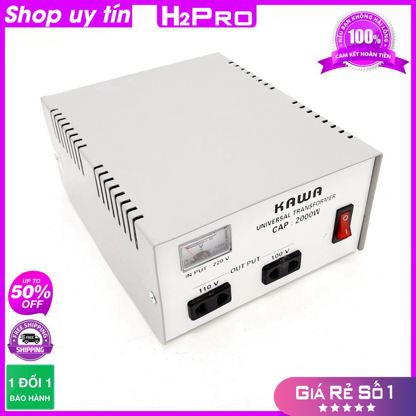 [RẺ VÔ ĐỊCH] Biến áp tự ngẫu Kawa 2000W H2Pro, bộ đổi nguồn 220v sang 110v, 100V 2000w chính hãng